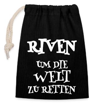 Riven als Retter - Verschließbarer Geschenkbeutel aus Baumwolle (14x20cm) - Schwarz - Vorne