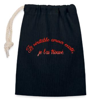 VALENTINES DAY HEART LOVE LOVE ROSE j - Closable cotton gift bag (14x20cm) - navy - Front