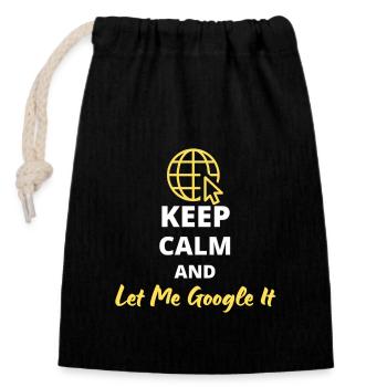 Humorous T-shirt "Keep Calm and Let Me Google" - Closable cotton gift bag (14x20cm) - black - Front