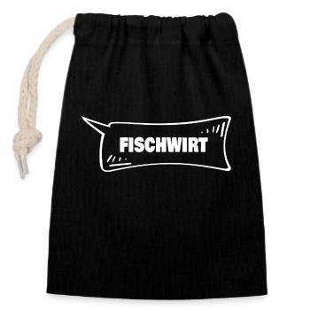 Speech bubble Fischwirt - Closable cotton gift bag (14x20cm) - black - Front