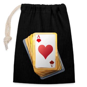 CARDS - Verschließbarer Geschenkbeutel aus Baumwolle (14x20cm) - Schwarz - Vorne