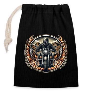Logo de moto - Sac cadeau en coton avec cordon (14 x 20 cm) - noir - Devant