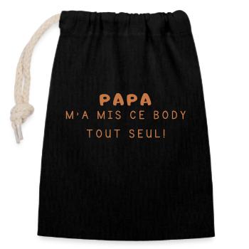 Baby - Birth - Pregnancy - Dad - Mom - Baby - Closable cotton gift bag (14x20cm) - black - Front