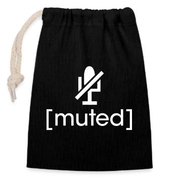 muted gamer - streamer gaming icon - Closable cotton gift bag (14x20cm) - black - Front