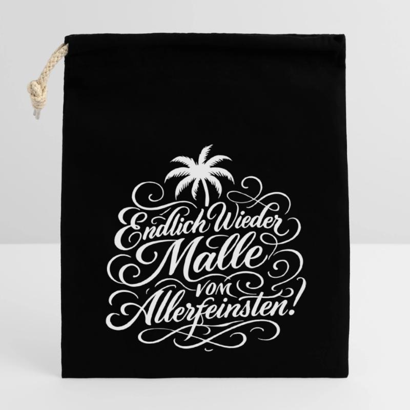 Endlich Malle Spruch Urlaub Verschließbarer Geschenkbeutel aus Baumwolle (14x20cm)