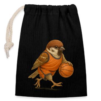 Ulmer Spatzen Basketball - Verschließbarer Geschenkbeutel aus Baumwolle (14x20cm) - Schwarz - Vorne