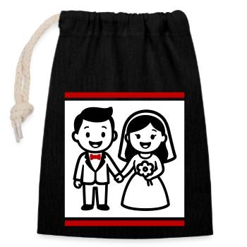 Married couple wedding - Closable cotton gift bag (14x20cm) - black - Front