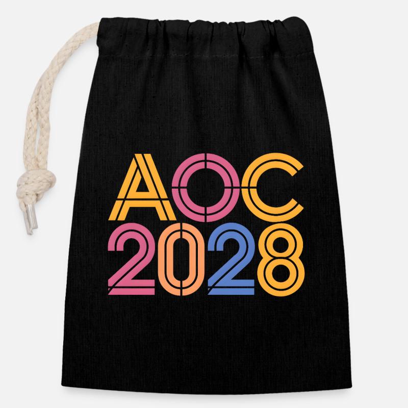 AOC 2028 - Verschließbarer Geschenkbeutel aus Baumwolle (14x20cm) - Schwarz