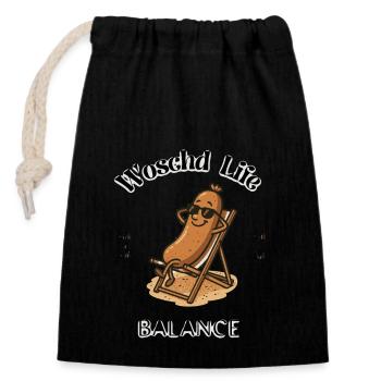 Woschd Life Balance - Verschließbarer Geschenkbeutel aus Baumwolle (14x20cm) - Schwarz - Vorne