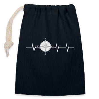 Battement de cœur de la direction - Ma boussole - Sac cadeau en coton avec cordon (14 x 20 cm) - bleu marine - Devant