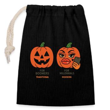 Expressive Halloween Pumpkin Designs - Closable cotton gift bag (14x20cm) - black - Front