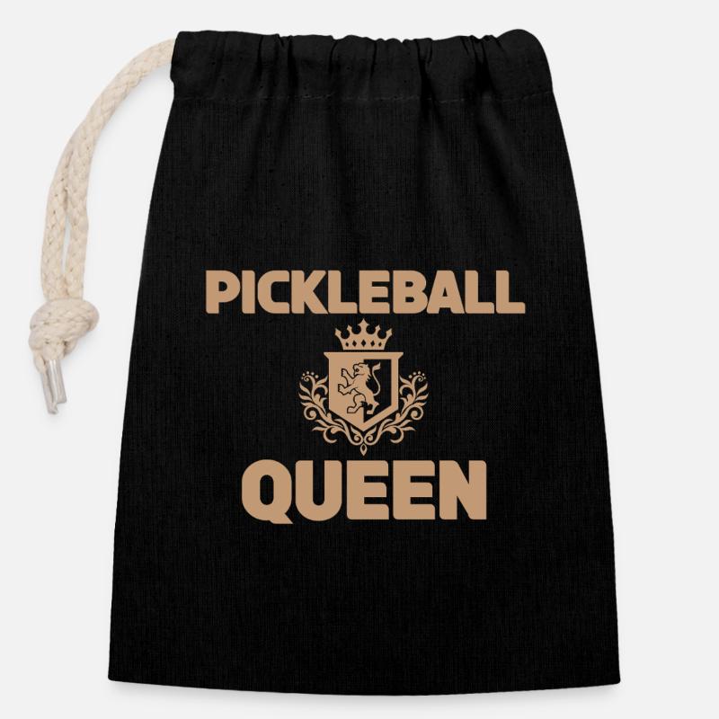 Pickleball-Königin - Verschließbarer Geschenkbeutel aus Baumwolle (14x20cm) - Schwarz
