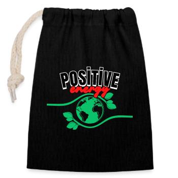 Positif - Sac cadeau en coton avec cordon (14 x 20 cm) - noir - Devant