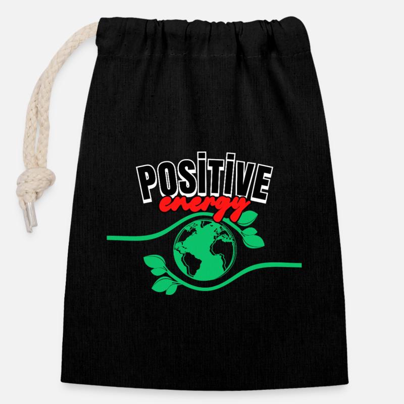 Positif - Sac cadeau en coton avec cordon (14 x 20 cm) - noir