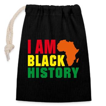 I am Black History - Verschließbarer Geschenkbeutel aus Baumwolle (14x20cm) - Schwarz - Vorne