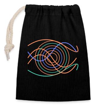 Abstract wave design - Closable cotton gift bag (14x20cm) - black - Front