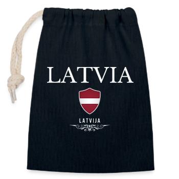 Latvian pride, minimalist sleek design - Closable cotton gift bag (14x20cm) - navy - Front