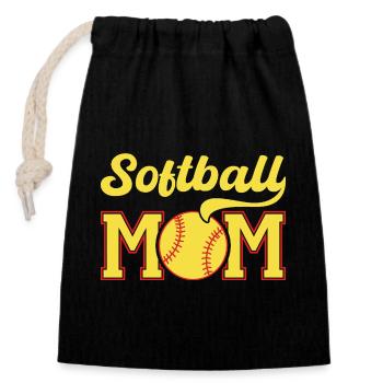 Softball Mama Retro Logo - Verschließbarer Geschenkbeutel aus Baumwolle (14x20cm) - Schwarz - Vorne