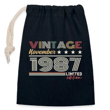 November 1987 - Verschließbarer Geschenkbeutel aus Baumwolle (14x20cm) - Navy - Vorne