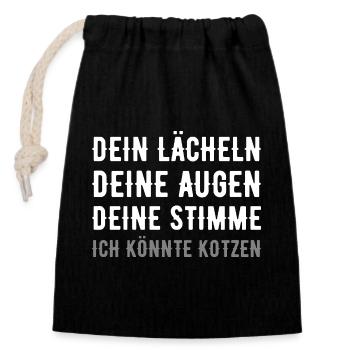 Your smile, your voice, your eyes puke - Closable cotton gift bag (14x20cm) - black - Front
