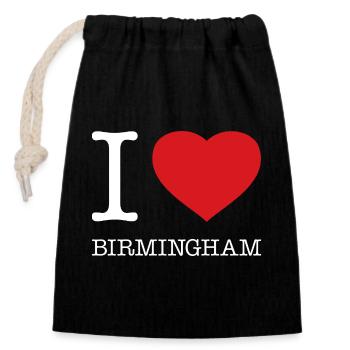 J’adore Birmingham - Sac cadeau en coton avec cordon (14 x 20 cm) - noir - Devant