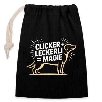 Hundeschule Hundeliebhaber Hundetrainer - Verschließbarer Geschenkbeutel aus Baumwolle (14x20cm) - Schwarz - Vorne