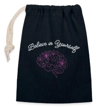 Believe in yourself - Closable cotton gift bag (14x20cm) - navy - Front