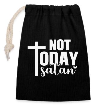 Not Today Satan - Closable cotton gift bag (14x20cm) - black - Front