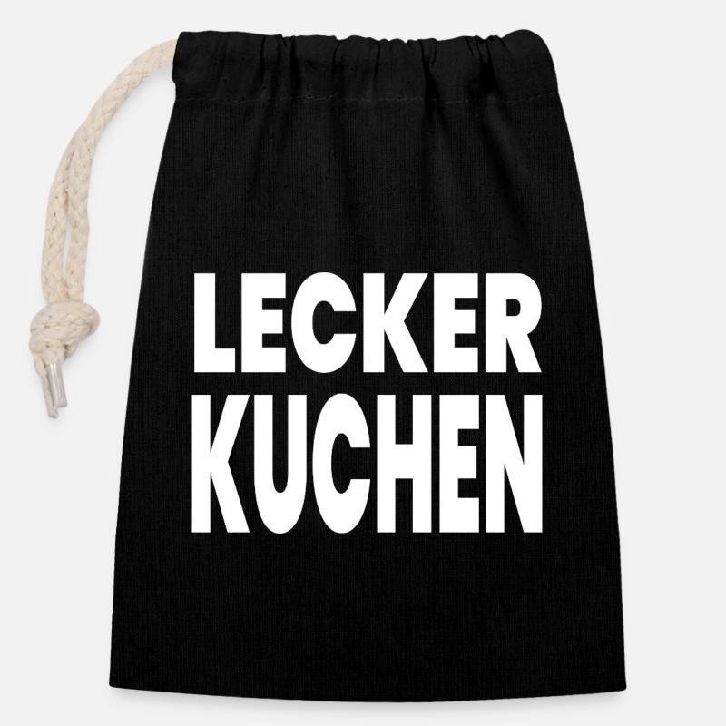 Kuchen - Verschließbarer Geschenkbeutel aus Baumwolle (14x20cm) - Schwarz