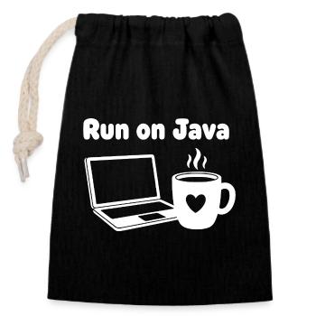 Java Lauf Café Laptop Herz - Verschließbarer Geschenkbeutel aus Baumwolle (14x20cm) - Schwarz - Vorne