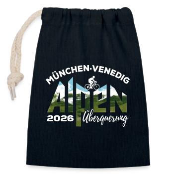 Alpenüberquerung 2026 München Venedig, Fahrrad - Verschließbarer Geschenkbeutel aus Baumwolle (14x20cm) - Navy - Vorne