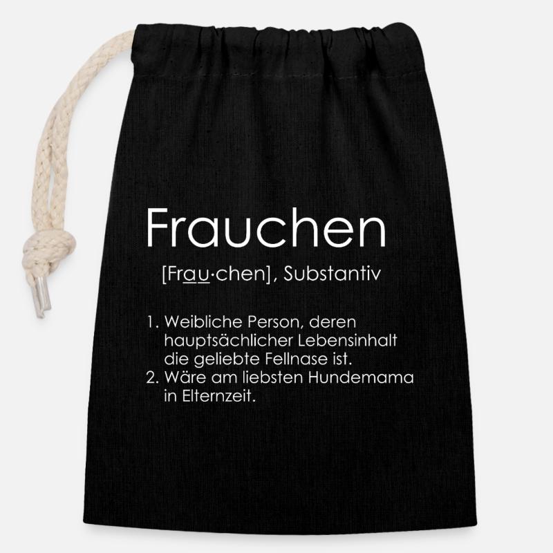 maîtresse - Sac cadeau en coton avec cordon (14 x 20 cm) - noir