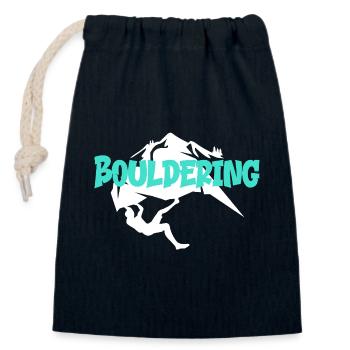 Boulder Bouldern Bouldering  - Verschließbarer Geschenkbeutel aus Baumwolle (14x20cm) - Navy - Vorne