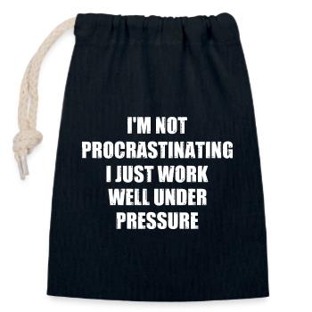 Citation drôle de productivité sous pression - Sac cadeau en coton avec cordon (14 x 20 cm) - bleu marine - Devant