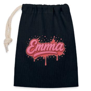 Graffiti Prénom Emma cadeau idéal imprimable  - Sac cadeau en coton avec cordon (14 x 20 cm) - bleu marine - Devant