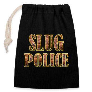 SLUG POLICE Snail Hunt Gartenliebe Gärtner - Closable cotton gift bag (14x20cm) - black - Front