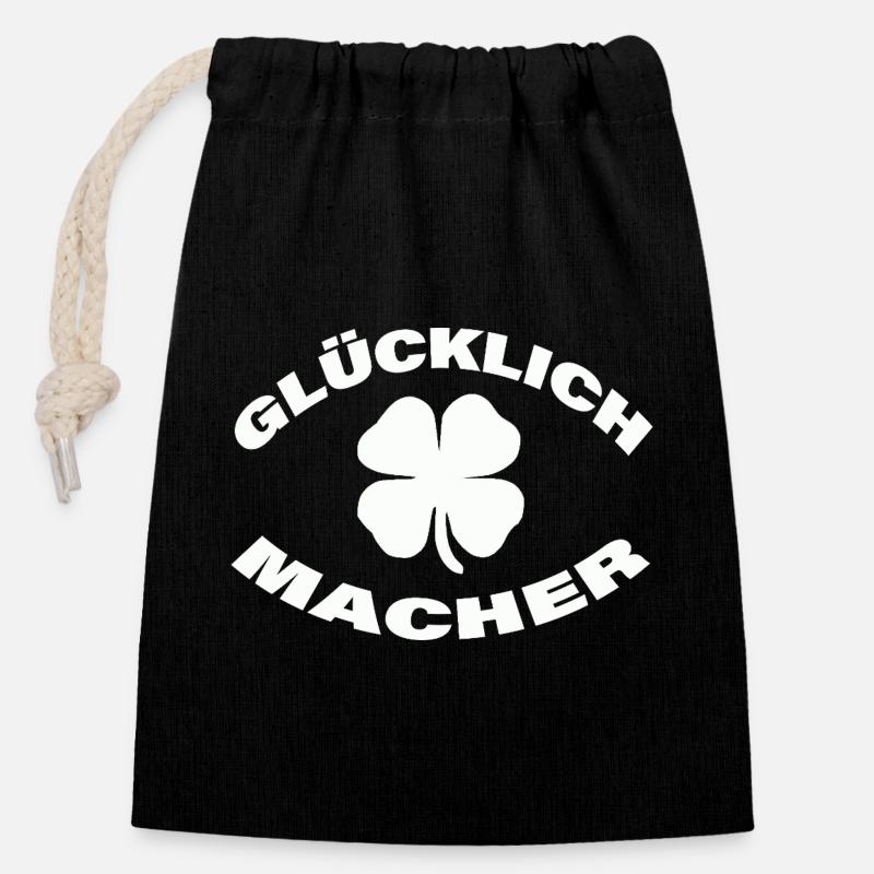 HAPPINESS MAKER - Closable cotton gift bag (14x20cm) - black