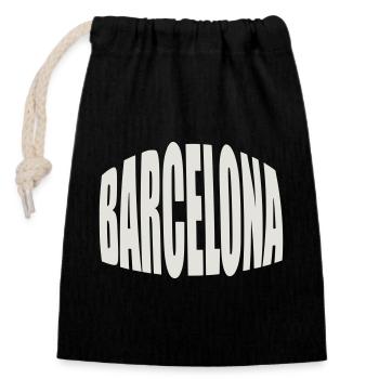 Barcelona Großschrift Logo - Verschließbarer Geschenkbeutel aus Baumwolle (14x20cm) - Schwarz - Vorne