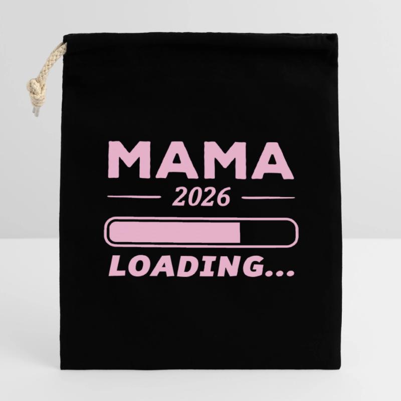 Mama 2026 Loading... Verschließbarer Geschenkbeutel aus Baumwolle (14x20cm)