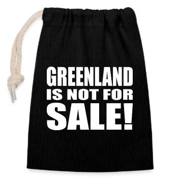 Greenland Is Not For Sale - Verschließbarer Geschenkbeutel aus Baumwolle (14x20cm) - Schwarz - Vorne