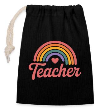 Enseignant - Sac cadeau en coton avec cordon (14 x 20 cm) - noir - Devant