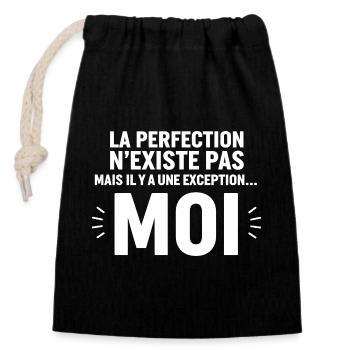 There is no such thing as perfection but there is a - Closable cotton gift bag (14x20cm) - black - Front