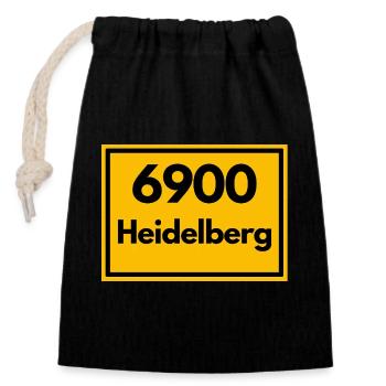 ALTE POSTLEITZAHL PLZ RETRO 6900 HEIDELBERG - Verschließbarer Geschenkbeutel aus Baumwolle (14x20cm) - Schwarz - Vorne