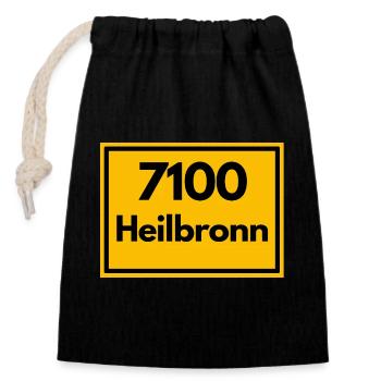 ALTE POSTLEITZAHL PLZ RETRO 7100 HEILBRONN KILIAN - Verschließbarer Geschenkbeutel aus Baumwolle (14x20cm) - Schwarz - Vorne