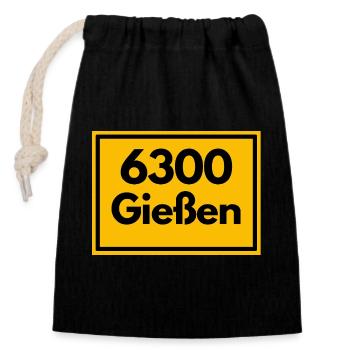 ALTE POSTLEITZAHL PLZ RETRO 6300 GIESSEN  - Verschließbarer Geschenkbeutel aus Baumwolle (14x20cm) - Schwarz - Vorne