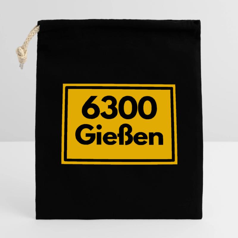 OLD POSTCODE ZIP CODE RETRO 6300 GIESSEN Closable cotton gift bag (14x20cm)