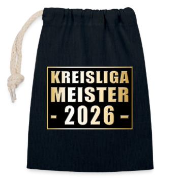 Champion of the Kreisliga 2026 Kreisliga Champion - Closable cotton gift bag (14x20cm) - navy - Front