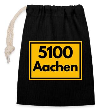 OLD POSTCODE POSTCODE RETRO 5100 AACHEN DREILÄNDER - Closable cotton gift bag (14x20cm) - black - Front