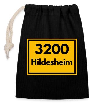 ALTE POSTLEITZAHL PLZ RETRO 3200 HILDESHEIM DOM - Verschließbarer Geschenkbeutel aus Baumwolle (14x20cm) - Schwarz - Vorne