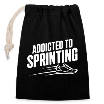 Addicted to Sprinting - Closable cotton gift bag (14x20cm) - black - Front